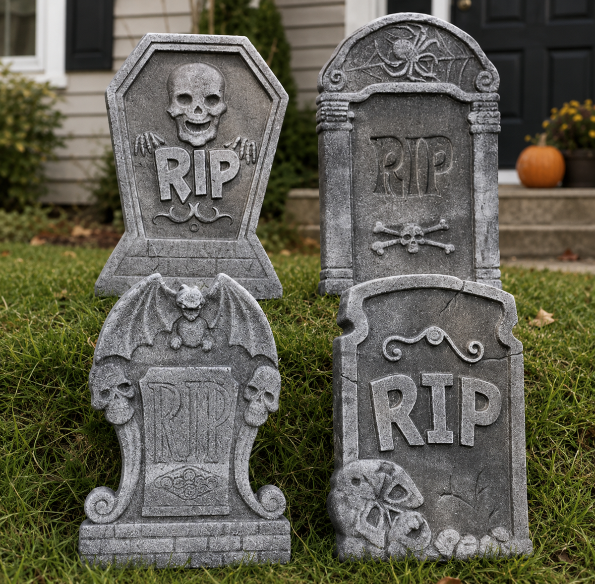 x4 Halloween Grabstein-Dekoration